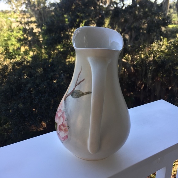 Ceramic Vase Vintage Decor Pink Floral Pitcher - Picture 4 of 5